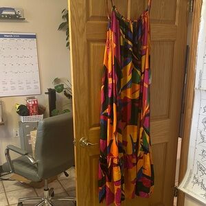Vibrant Abstract Print Maxi Dress - Multicolor